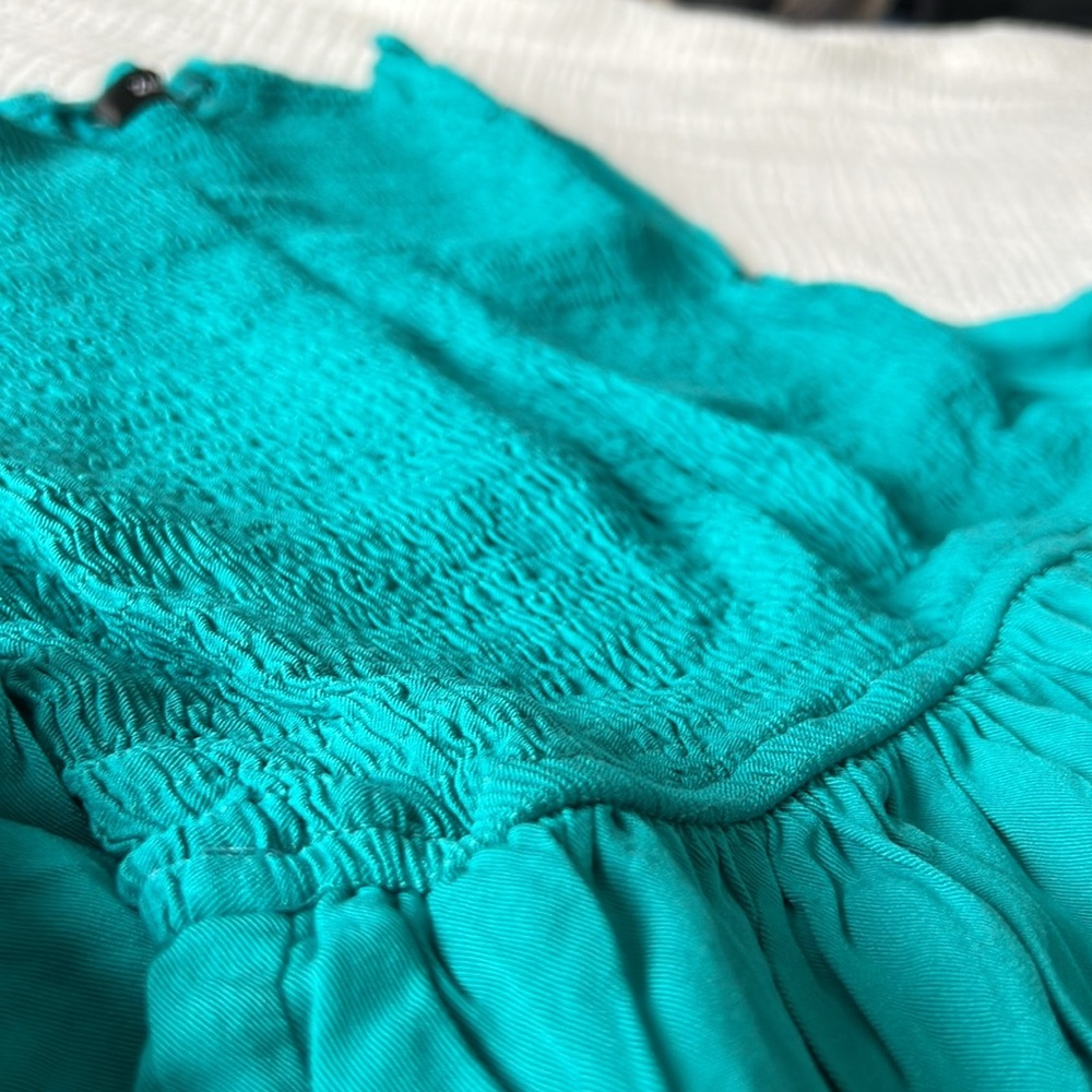 NEW • Flutter Sleeve Smocked Waist Midi Dress • Women’s Medium in Color Peacock🍉 - Picture 6 of 15